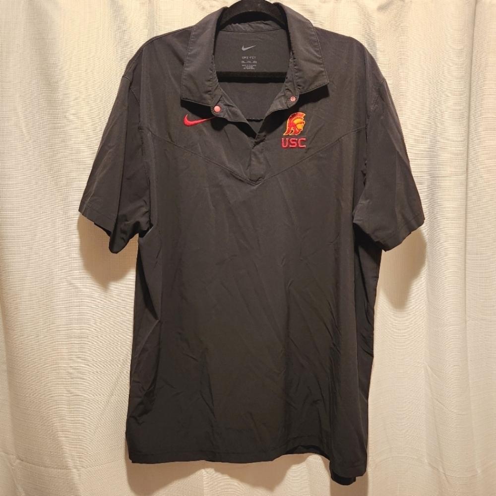 USC Trojans Nike Dri Fit Football Short Sleeve Polo Golf Shirt Size XXL
